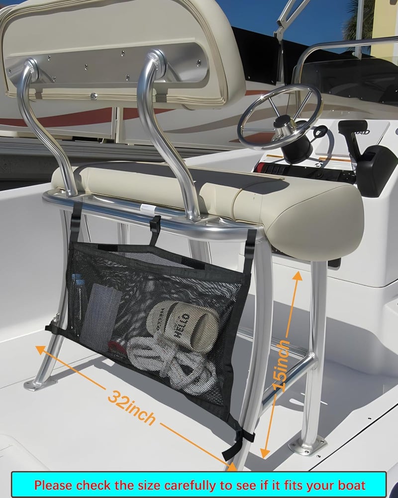 PLOZANO Boat Storage Bag with 3 Divisions, Adjustable Organizer, Mesh Tackle & Life Jacket Holder, Suspended Net for Leaning Post (24 INCH) - Image 2